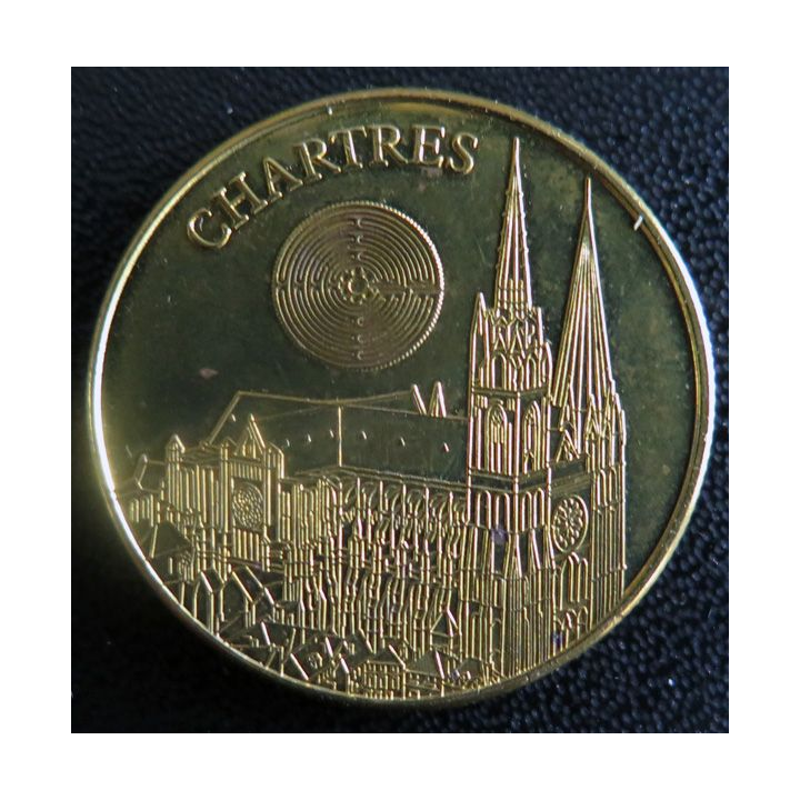 Médaille souvenir en métal doré de Chartres diamètre 3 cm
