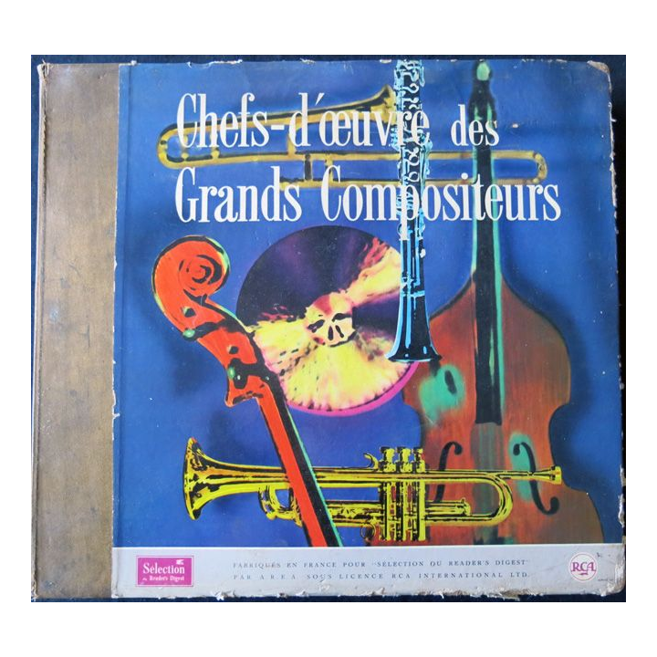 Coffret de disque vinyl 33 t  1/3 "Chefs-dŒuvre des grands compositeurs " 12 disques 33 t vinyl Editions RCA