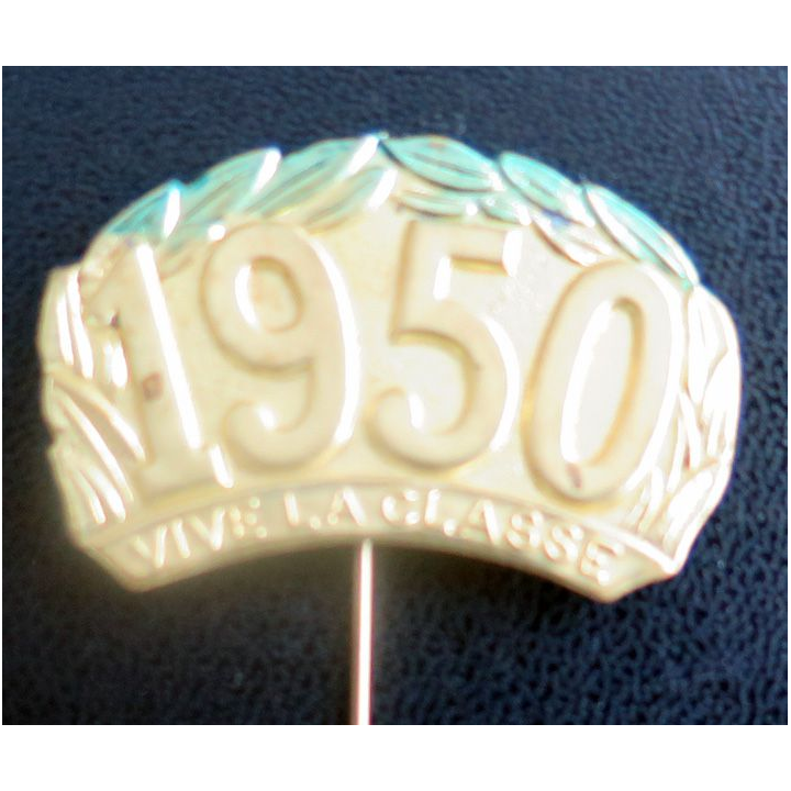 Insigne vive la classe 1950 en laiton de largeur 4 cm 