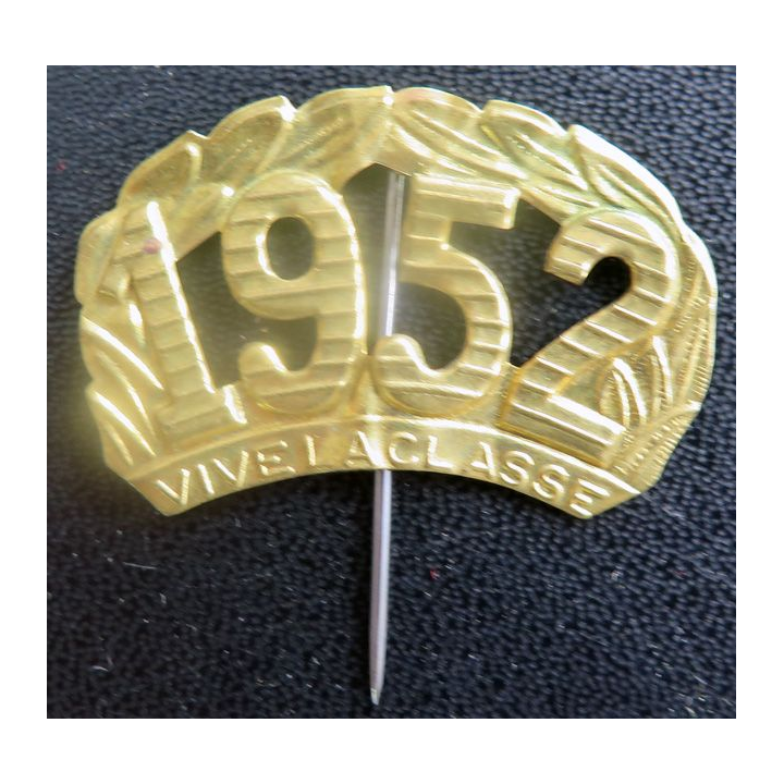 Insigne vive la classe 1952 en laiton de largeur 4 cm