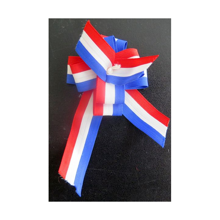 noeud avec rubans bleu blanc et rouge