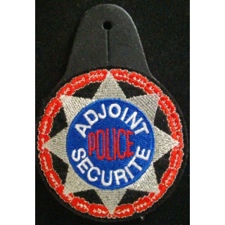 POLICE : PLAQUE D'ADJOINT SÉCURITÉ DE POLICE EN TISSU SUR CUIR