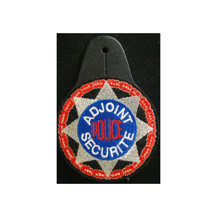 POLICE : PLAQUE D'ADJOINT SÉCURITÉ DE POLICE EN TISSU SUR CUIR