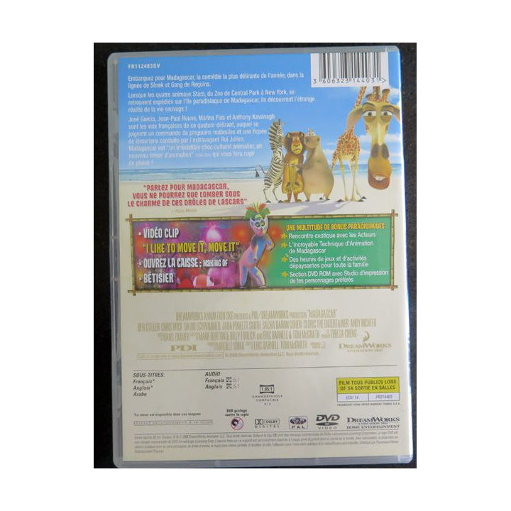 DVD : Dessin animé Madagascar par l'équipe de Shrek et Gang de requins