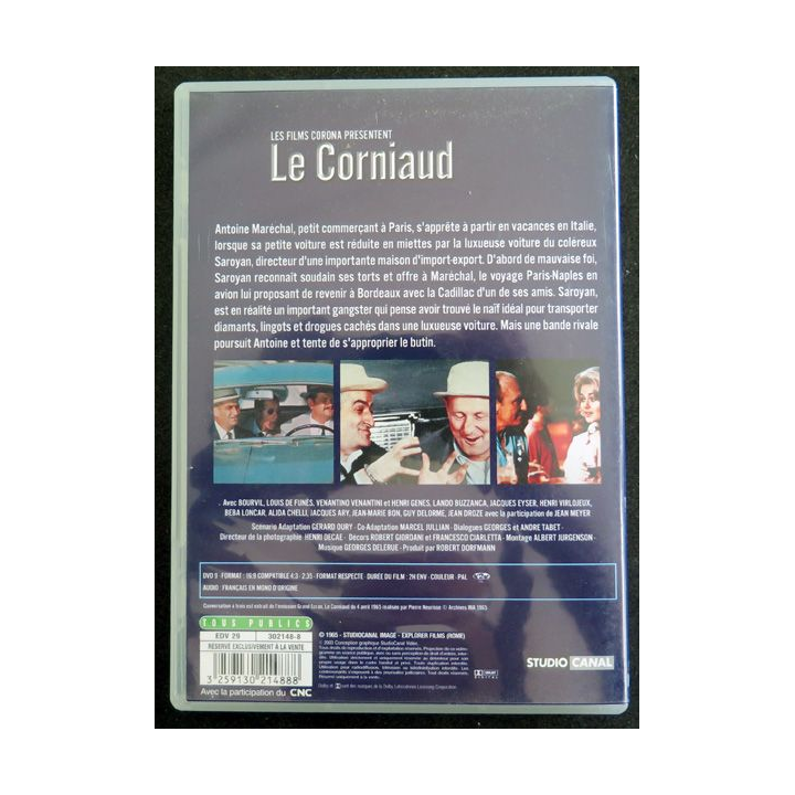 DVD :  Film Le Corniaud avec Bourvil, Oury et de Funès