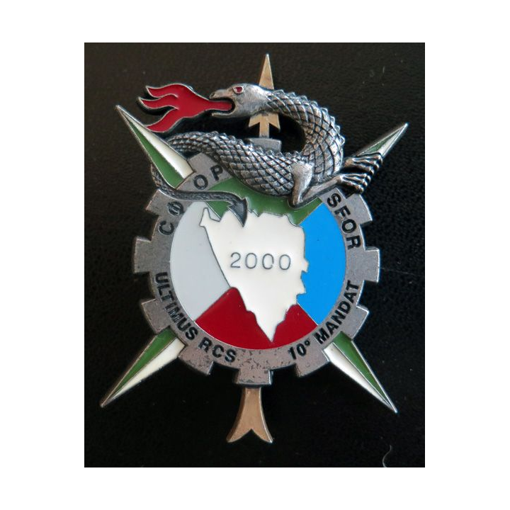 TRAIN : insigne du régiment de commandement et de soutien (RCS), 10° Mandat SFOR Delsart n° 329