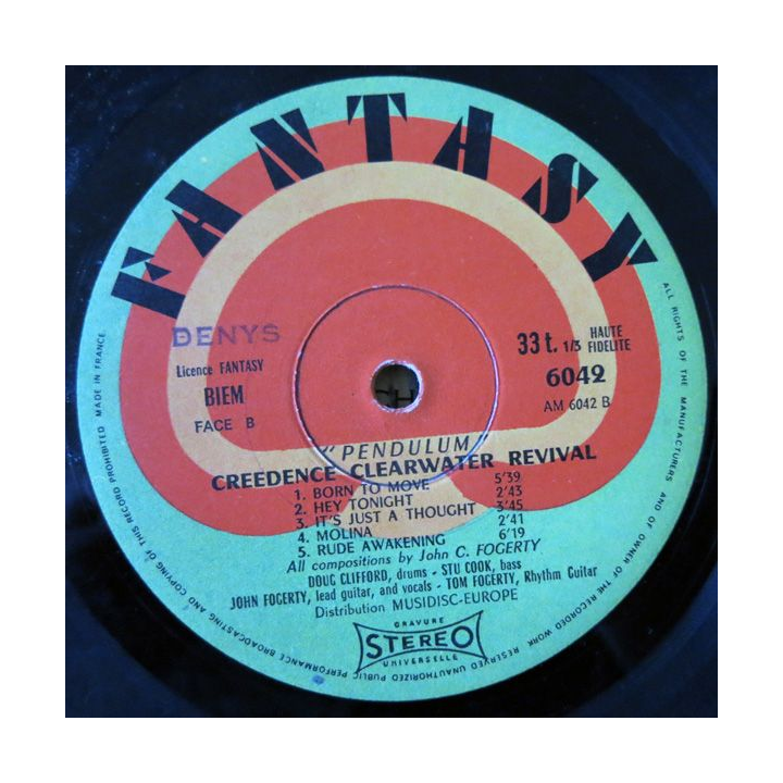Disque vinyl 33 t  Creedence Clearwater Revival "Pendulum" Editions Fantasy