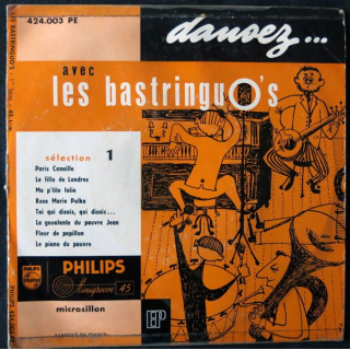 Disque 45 t - Les Bastringu'os - Paris canaille aux Editions Philips Microsillon