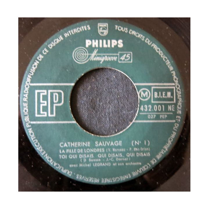 Disque 45 t Catherine Sauvage - La fille de Londres aux Editions Philips Microsillon