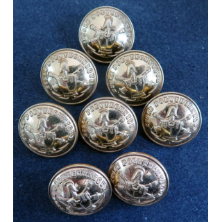 Lot de huit boutons de manteau de l'école polytechnique de diamètre 2,5 cm
