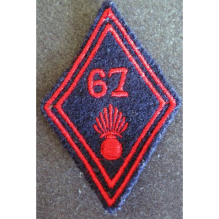 LOSANGE DE BRAS MODÈLE 45 :  troupe du 67° régiment d'infanterie