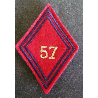 LOSANGE DE BRAS MODÈLE 45 : cadre du 57° régiment d'artillerie sur scratch