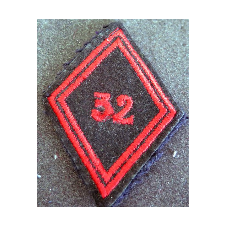LOSANGE DE BRAS MODÈLE 45 : troupe du 32° Régiment du génie doublé