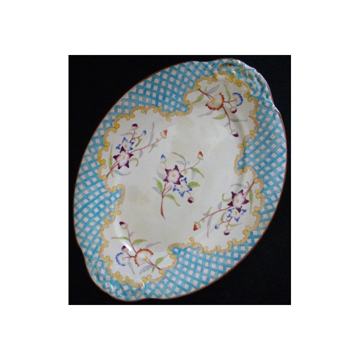 PLAT EN CÉRAMIQUE DE LORRAINE SÉRIE 635 BLEU TURQUOISE