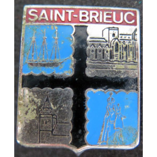 Ancienne broche religieuse du pèlerinage à Saint Brieuc métal argenté