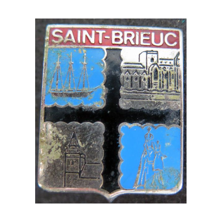 Ancienne broche religieuse du pèlerinage à Saint Brieuc métal argenté