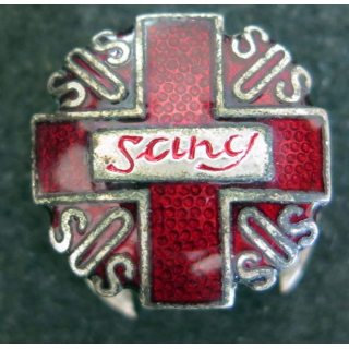 Boutonnière plaquée argent de la Croix Rouge pour don du sang