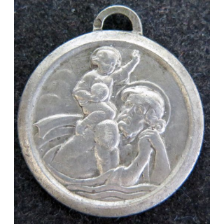 FRANCE : médaille de Saint Christophe en métal argenté