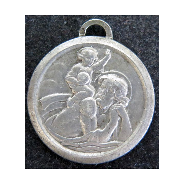 FRANCE : médaille de Saint Christophe en métal argenté