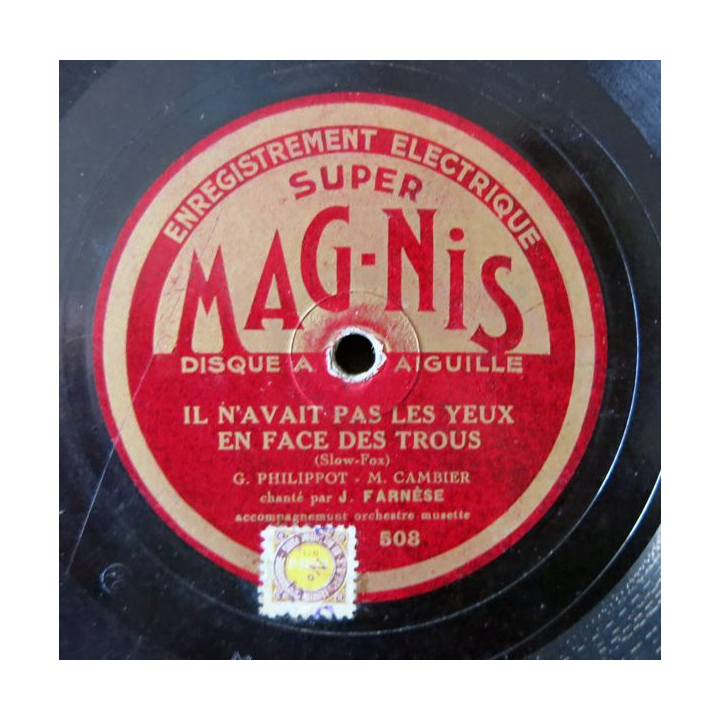 Disque à aiguille - J'en suis un chanté par J. Farnèse des Editions Super Magnis