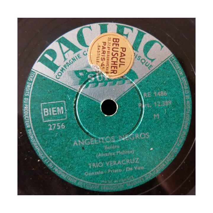 Disque du Trio Veracruz - El Cascabel - Angelito Editions Compagnie générale du disque PACIFIC