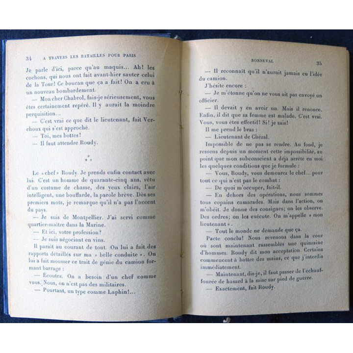 A travers les batailles pour Paris (Août 1944) de Bertrand de Chézal édité par Librairie Plon (1945)