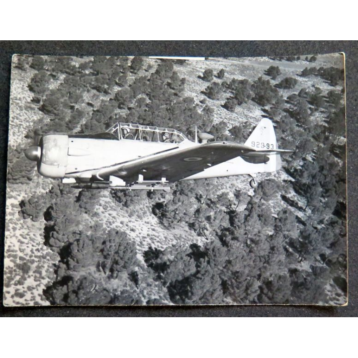 Photo argentique 12 x 9 cm sur la guerre Algérie Maroc : 2° escadre de chasse au dessus de la forêt du Bou-Djellal