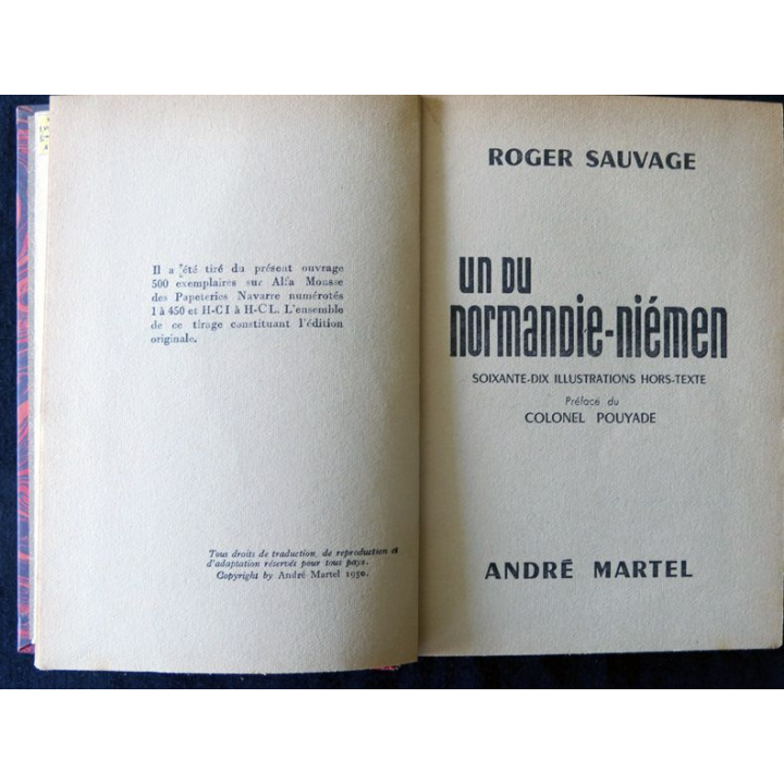 Un du Normandie-Niemen de Roger Sauvage aux Editions André Martel (1950)