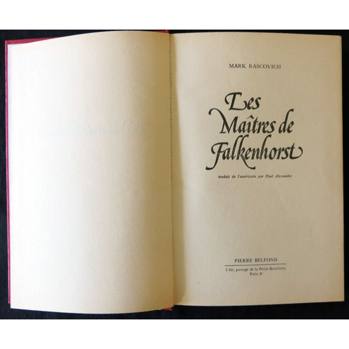 Les maîtres de Falkenhorts de Mark Rascovich aux Editions Pierre Belfond