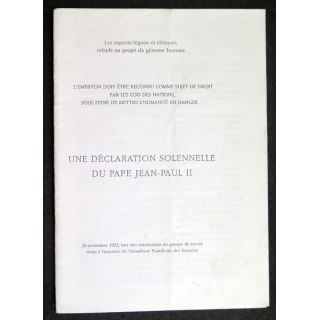 Une déclaration solennelle du pape Jean-Paul II sur le génome humain