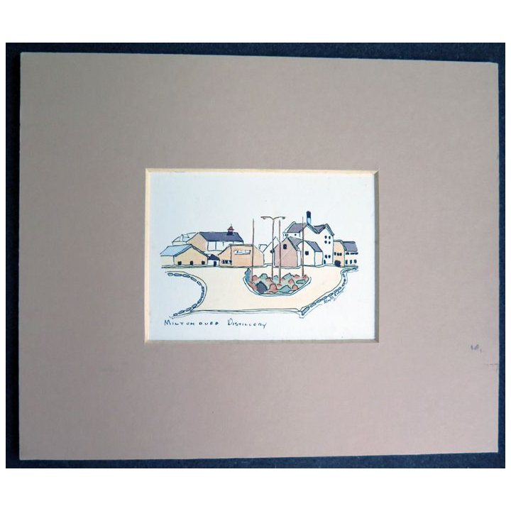 Peinture de la Miltonduff distillery 15 x 18 cm