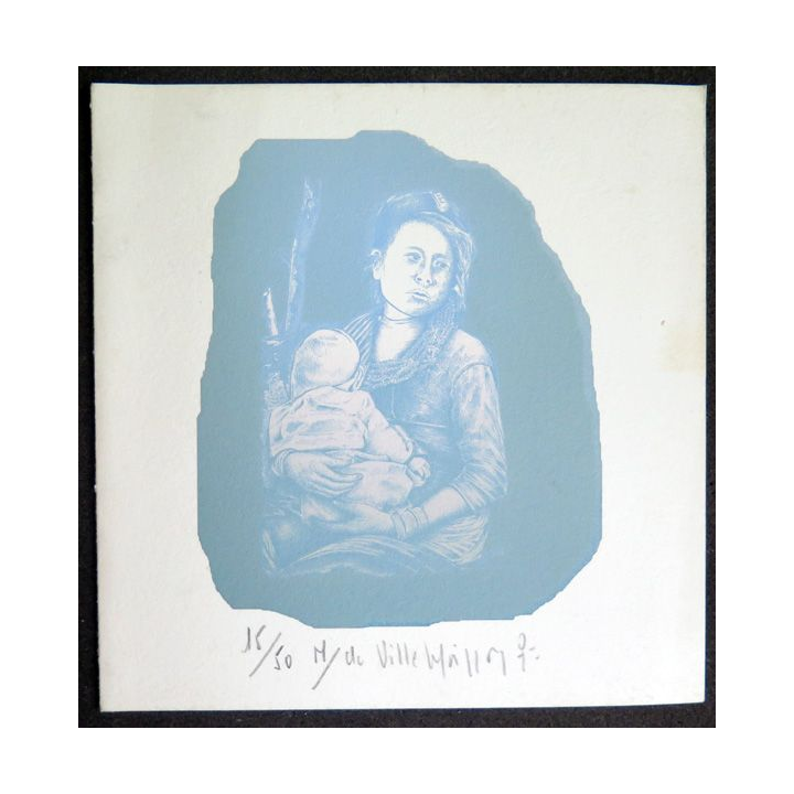 Lithogravure de Marcel de Villemoisson 15/50 16 x 16 cm 