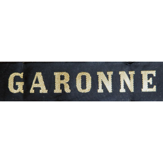 MARINE : bande de bachi de marin " GARONNE" longueur 65 cm fils dorés