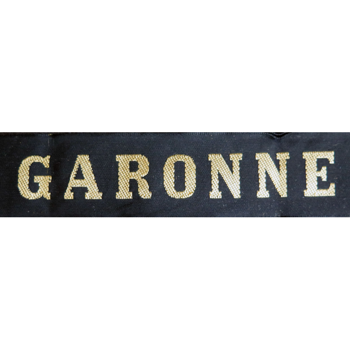 MARINE : bande de bachi de marin " GARONNE" longueur 65 cm fils dorés