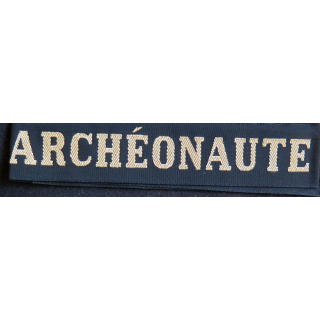 MARINE : bande de bachi de marin "ARCHÉONAUTE" longueur 65 cm fils dorés