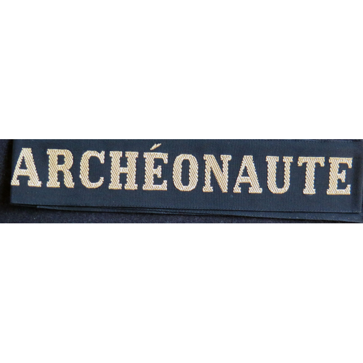 MARINE : bande de bachi de marin "ARCHÉONAUTE" longueur 65 cm fils dorés