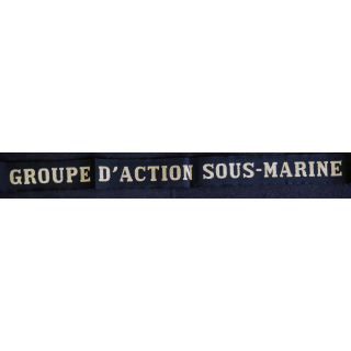 MARINE : bande de bachi de marin "GROUPE D'ACTION SOUS-MARINE" longueur 65 cm fils dorés