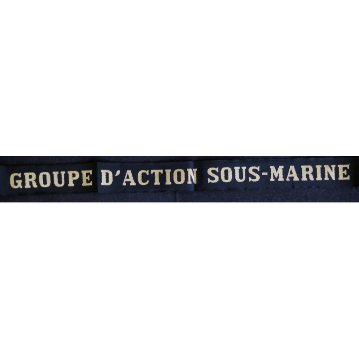 MARINE : bande de bachi de marin "GROUPE D'ACTION SOUS-MARINE" longueur 65 cm fils dorés