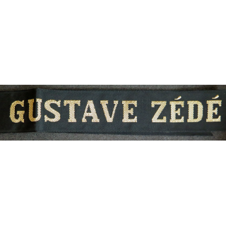MARINE : bande de bachi de marin "GUSTAVE ZÉDÉ" longueur 65 cm fils dorés