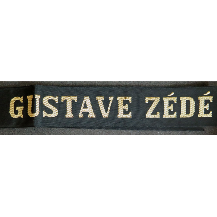 MARINE : bande de bachi de marin "GUSTAVE ZÉDÉ" longueur 65 cm fils dorés