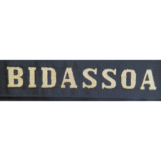 MARINE : bande de bachi de marin "BIDASSOA" longueur 65 cm fils dorés