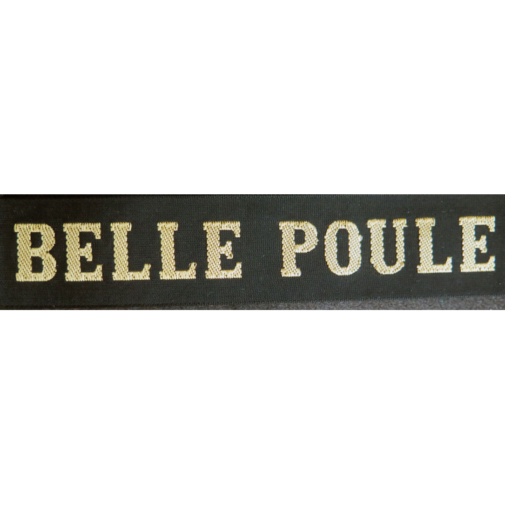 MARINE : bande de bachi de marin "BELLE POULE" longueur 65 cm fils dorés