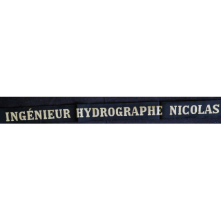 MARINE : bande de bachi de marin "INGÉNIEUR HYDROGRAPHE NICOLAS" longueur 65 cm fils dorés