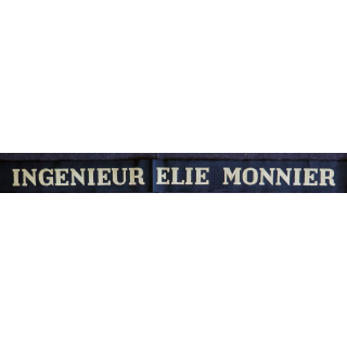 : bande de bachi de marin "INGÉNIEUR ELIE MONNIER" longueur 65 cm fils dorés