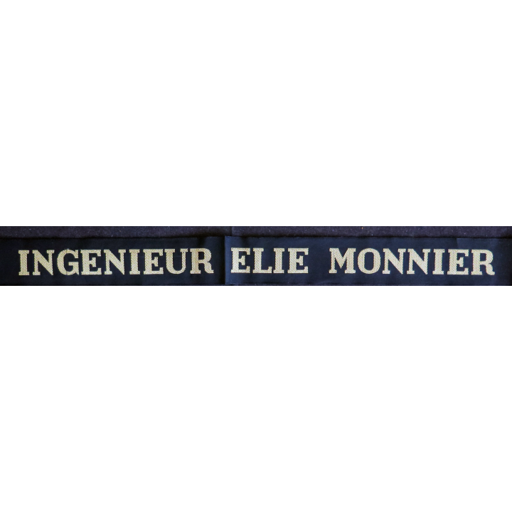 : bande de bachi de marin "INGÉNIEUR ELIE MONNIER" longueur 65 cm fils dorés