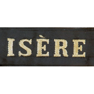 MARINE : bande de bachi de marin "ISÈRE" longueur 65 cm fils dorés