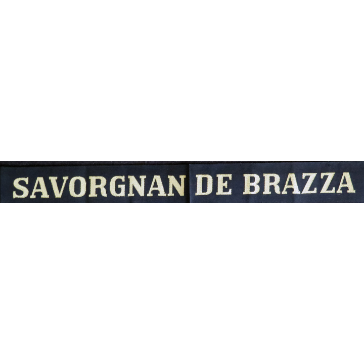MARINE : bande de bachi de marin "SAVORGNAN DE BRAZZA" longueur 65 cm fils dorés