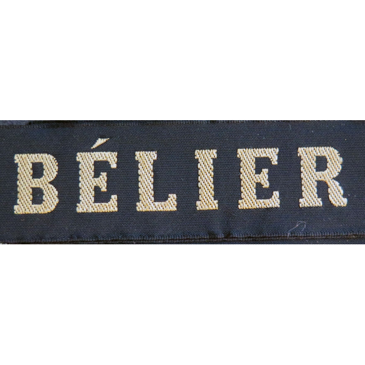 MARINE : bande de bachi de marin "BÉLIER" longueur 65 cm fils dorés