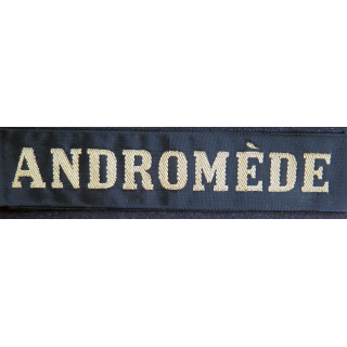 MARINE : bande de bachi de marin "ANDROMÈDE" longueur 65 cm fils dorés