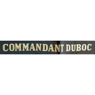 MARINE : bande de bachi de marin "COMMANDANT DUBOC" longueur 65 cm fils dorés